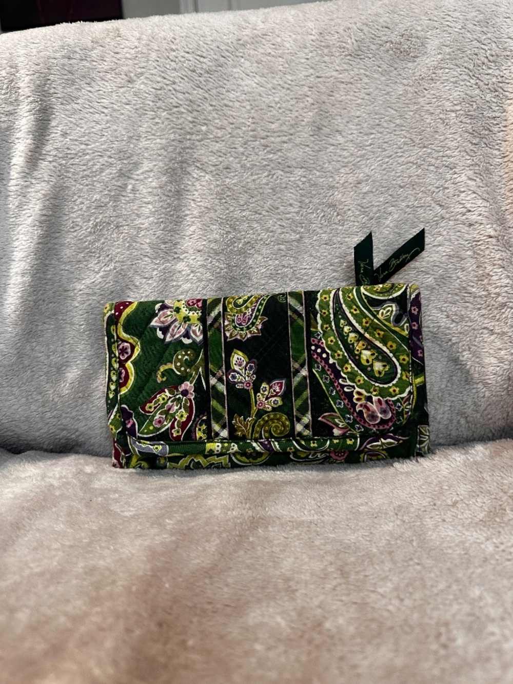Vera Bradley Green and Purple Paisley Quilted Wallet